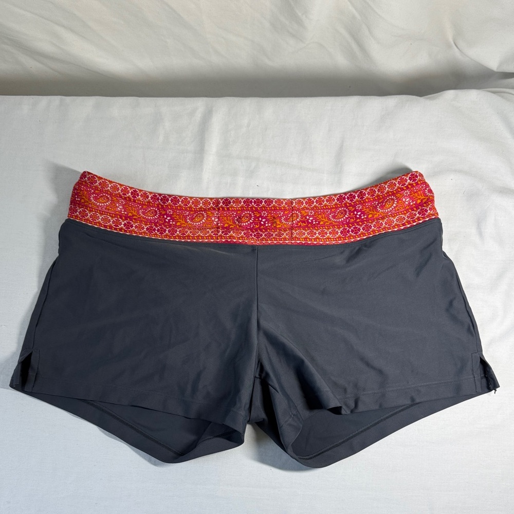 Athleta Black Shorts with Red Patterned Waistband